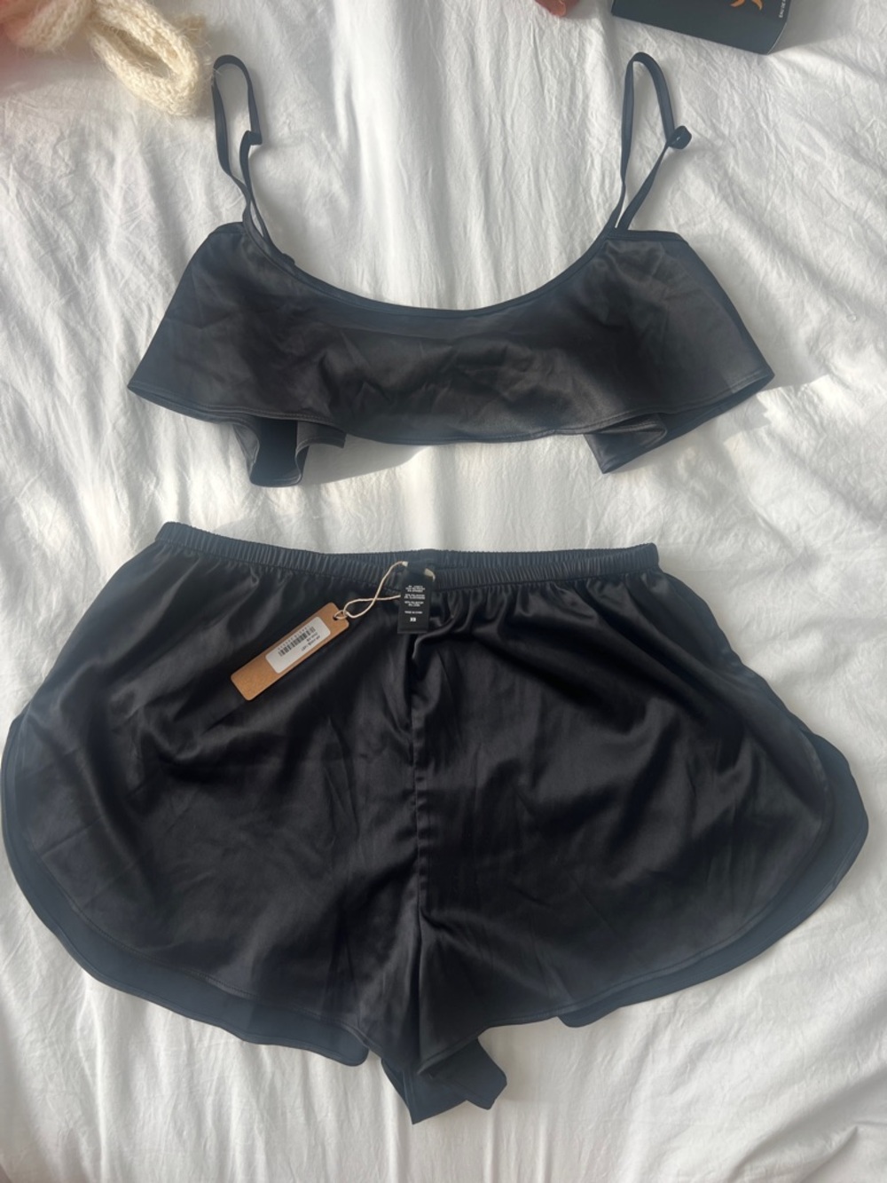 Skims Black Satin Two-Piece Sleep Set